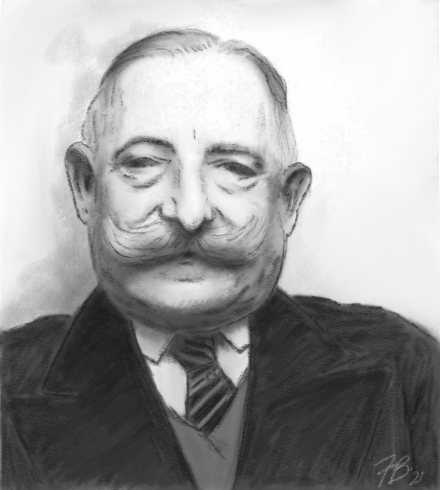 Sketched portrait of a man