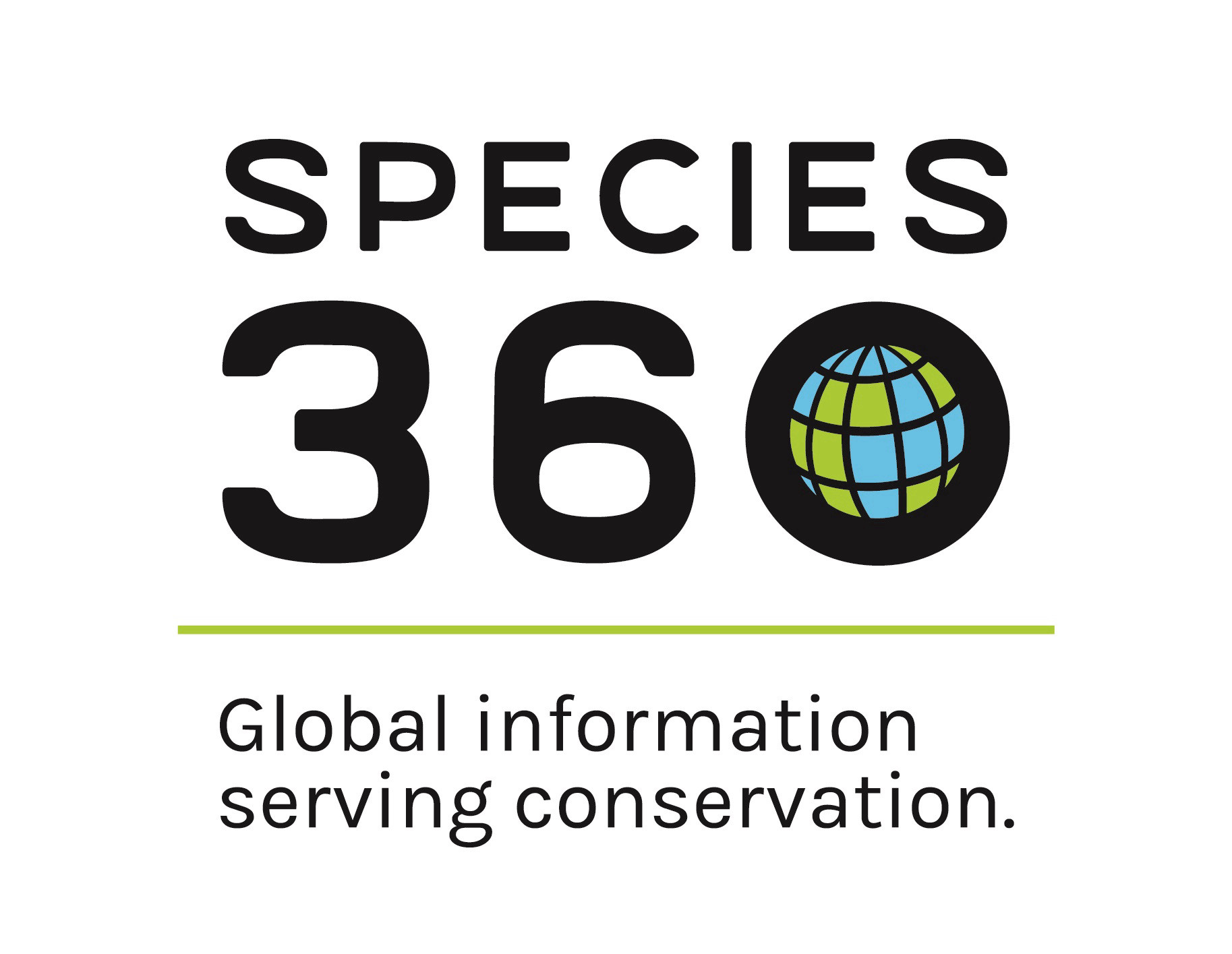 Species360 logo with stylized globe in the zero. Text below: Global information serving conservation.